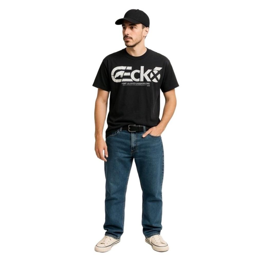 VTG Y2K Ecko Unltd. Black Shirt Rhino Logo “Raw Unlimited Understanding” Men L‎